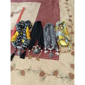Lot Of 4 Classic Dress Scarves With LOTS of Jewelry Embellishments